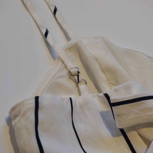 💚 LUSH White Striped Tie Back Tank Jumpsuit Romper (S) - Picture 11 of 15